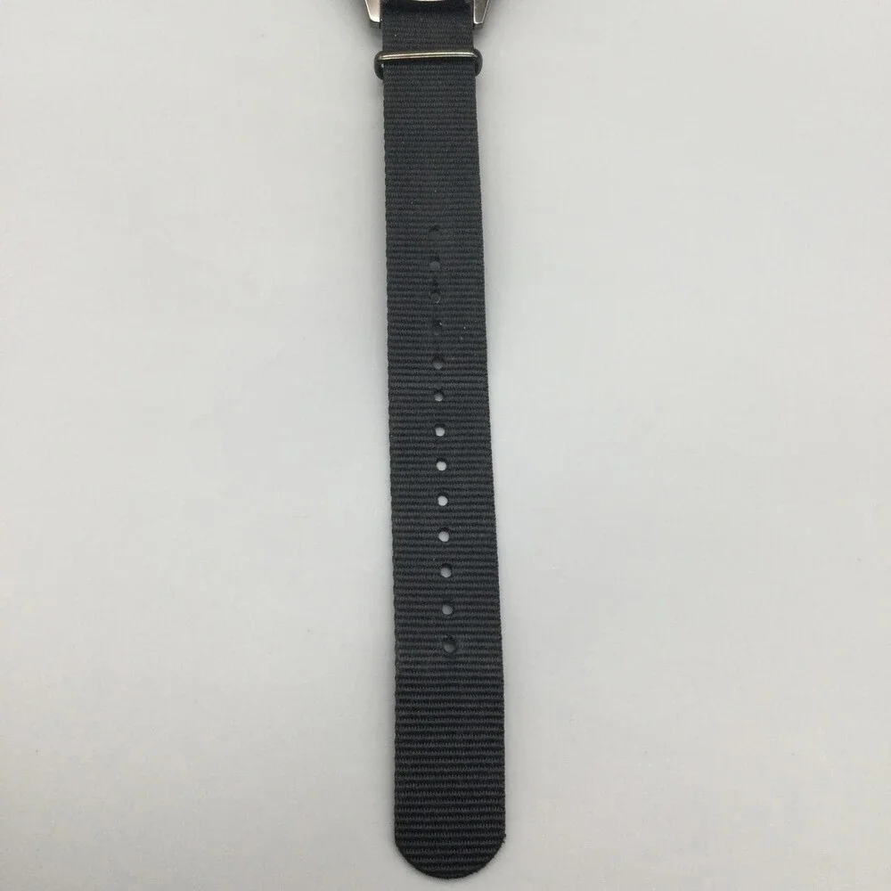 MDC Military Quartz Mens Watch 40mm Black Dial Silver Tone Nylon New Battery
